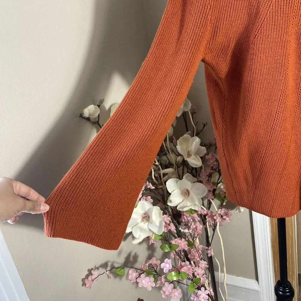 Chico’s Rust Turtleneck Keyhole Knit Tunic Sweater Size 2 Large Fall Winter